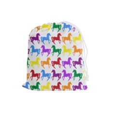 Colorful Horse Background Wallpaper Drawstring Pouch (Large)