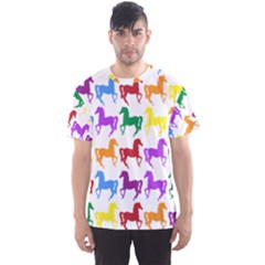 Colorful Horse Background Wallpaper Men s Sport Mesh T-Shirt