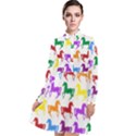 Colorful Horse Background Wallpaper Long Sleeve Chiffon Shirt Dress View1