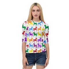Colorful Horse Background Wallpaper Quarter Sleeve Raglan T-Shirt