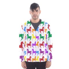 Colorful Horse Background Wallpaper Men s Hooded Windbreaker