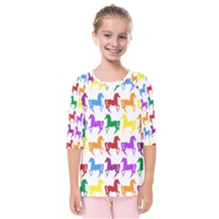 Colorful Horse Background Wallpaper Kids  Quarter Sleeve Raglan T-Shirt