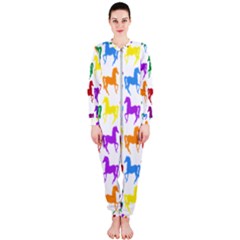 Colorful Horse Background Wallpaper Onepiece Jumpsuit (ladies)