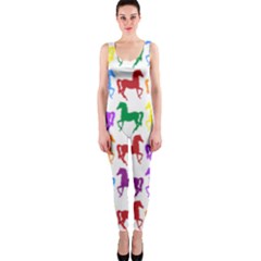 Colorful Horse Background Wallpaper One Piece Catsuit
