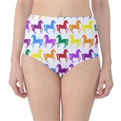 Colorful Horse Background Wallpaper Classic High-Waist Bikini Bottoms