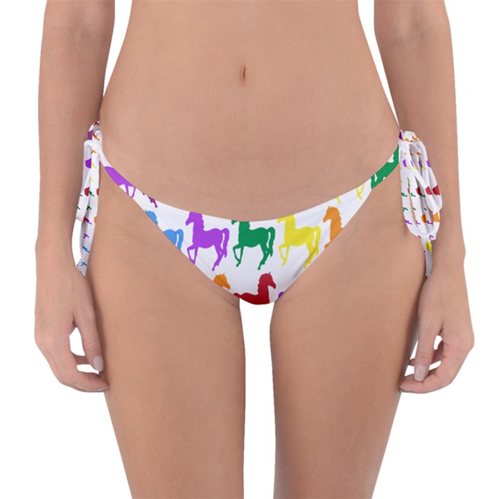 Colorful Horse Background Wallpaper Reversible Bikini Bottoms