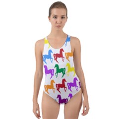 Colorful Horse Background Wallpaper Cut-Out Back One Piece Swimsuit