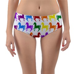 Colorful Horse Background Wallpaper Reversible Mid-Waist Bikini Bottoms