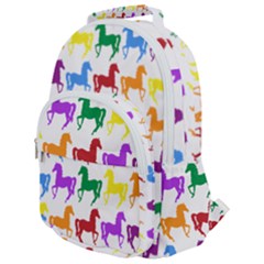 Colorful Horse Background Wallpaper Rounded Multi Pocket Backpack