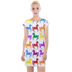 Colorful Horse Background Wallpaper Cap Sleeve Bodycon Dress