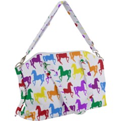 Colorful Horse Background Wallpaper Canvas Crossbody Bag