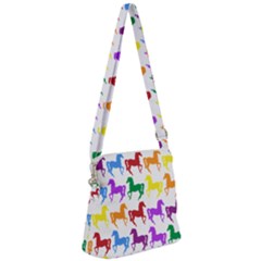 Colorful Horse Background Wallpaper Zipper Messenger Bag