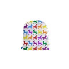 Colorful Horse Background Wallpaper Drawstring Pouch (XS)