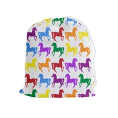 Colorful Horse Background Wallpaper Drawstring Pouch (XL)
