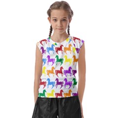 Colorful Horse Background Wallpaper Kids  Raglan Cap Sleeve T-Shirt