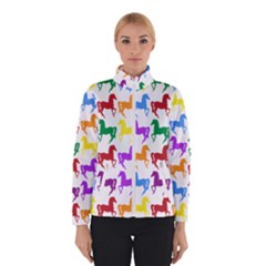 Colorful Horse Background Wallpaper Women s Bomber Jacket