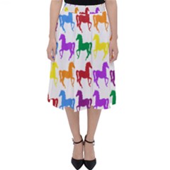 Colorful Horse Background Wallpaper Classic Midi Skirt