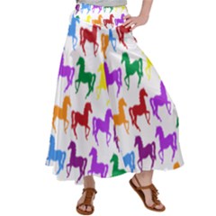 Colorful Horse Background Wallpaper Women s Satin Palazzo Pants