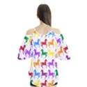 Colorful Horse Background Wallpaper Flutter Sleeve T-Shirt  View2