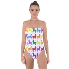 Colorful Horse Background Wallpaper Tie Back One Piece Swimsuit