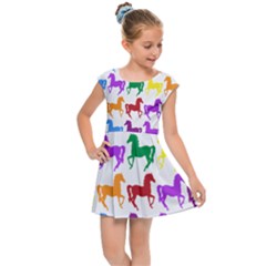 Colorful Horse Background Wallpaper Kids  Cap Sleeve Dress