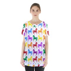 Colorful Horse Background Wallpaper Skirt Hem Sports Top