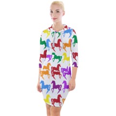 Colorful Horse Background Wallpaper Quarter Sleeve Hood Bodycon Dress