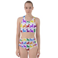Colorful Horse Background Wallpaper Racer Back Bikini Set