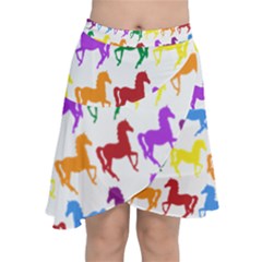 Colorful Horse Background Wallpaper Chiffon Wrap Front Skirt