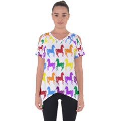 Colorful Horse Background Wallpaper Cut Out Side Drop T-Shirt