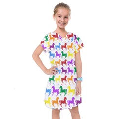 Colorful Horse Background Wallpaper Kids  Drop Waist Dress
