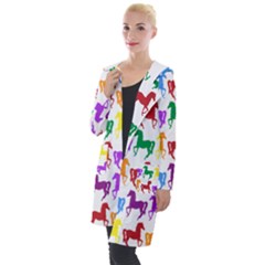 Colorful Horse Background Wallpaper Hooded Pocket Cardigan