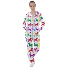 Colorful Horse Background Wallpaper Women s Tracksuit