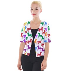 Colorful Horse Background Wallpaper Cropped Button Cardigan