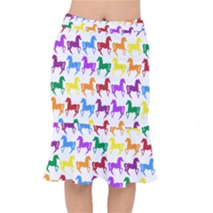 Colorful Horse Background Wallpaper Short Mermaid Skirt