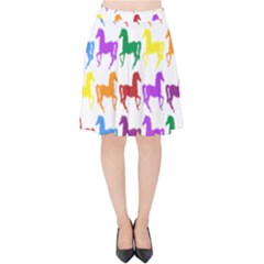 Colorful Horse Background Wallpaper Velvet High Waist Skirt