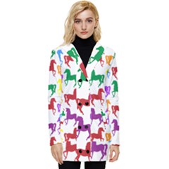 Colorful Horse Background Wallpaper Button Up Hooded Coat 