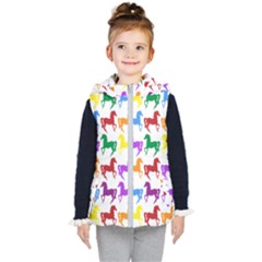 Colorful Horse Background Wallpaper Kids  Hooded Puffer Vest