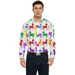 Colorful Horse Background Wallpaper Men s Long Sleeve  Shirt