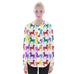 Colorful Horse Background Wallpaper Womens Long Sleeve Shirt