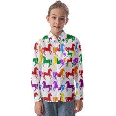 Colorful Horse Background Wallpaper Kids  Long Sleeve Shirt