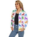 Colorful Horse Background Wallpaper Women s Puffer Bubble Jacket Coat View2