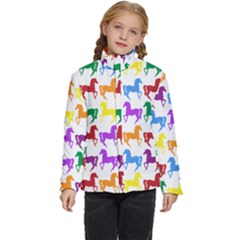 Colorful Horse Background Wallpaper Kids  Puffer Bubble Jacket Coat