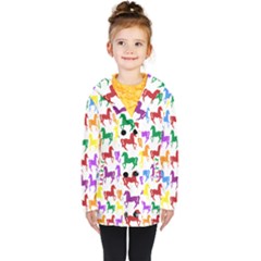Colorful Horse Background Wallpaper Kids  Double Breasted Button Coat