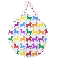 Colorful Horse Background Wallpaper Giant Round Zipper Tote