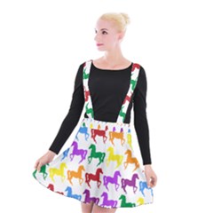 Colorful Horse Background Wallpaper Suspender Skater Skirt