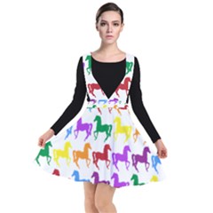 Colorful Horse Background Wallpaper Plunge Pinafore Dress
