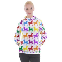 Colorful Horse Background Wallpaper Women s Hooded Pullover