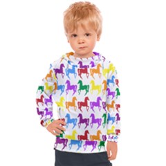 Colorful Horse Background Wallpaper Kids  Hooded Pullover