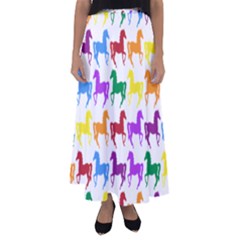 Colorful Horse Background Wallpaper Flared Maxi Skirt